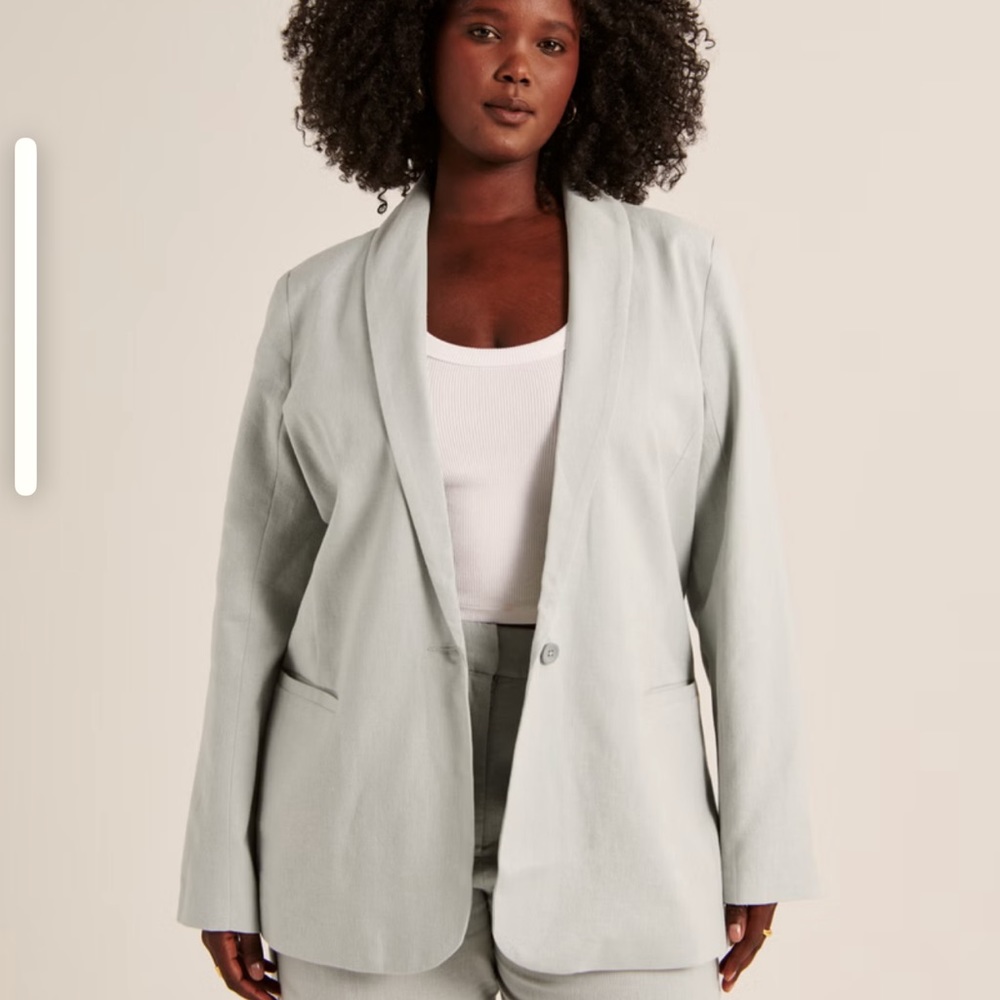 Linen blend shawl collar blazer